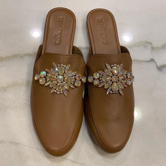 Mystique Mules Size 10 Brown Embellished Crystals NWOT - Picture 2 of 15